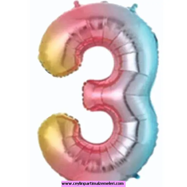 3 Rakam Renkli Folyo Balon